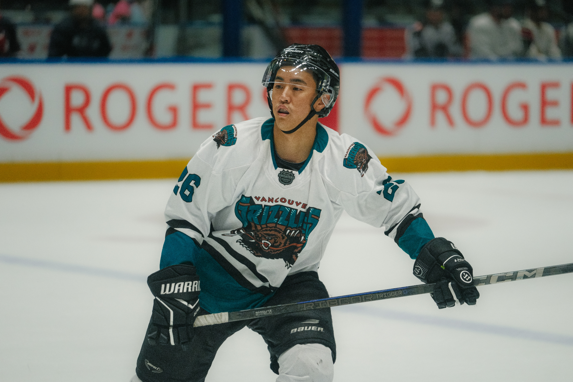 Vancouver Grizzlies hockey player on the ice
